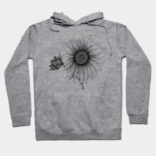 Pointillism Sunflower Illustration Hoodie by Bluest